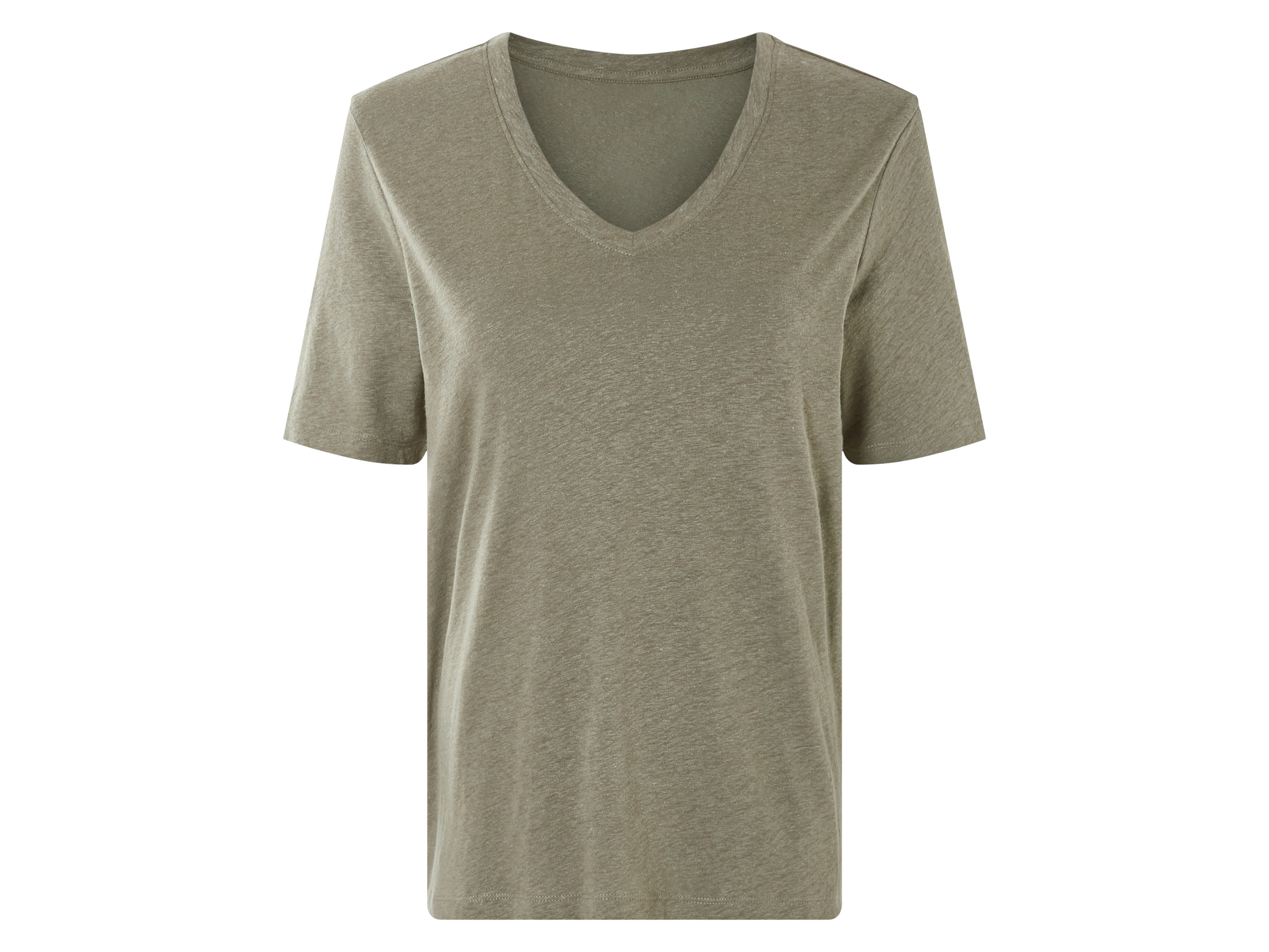 esmara T-shirt damski z lnem Oliwkowy, XS 32/34
