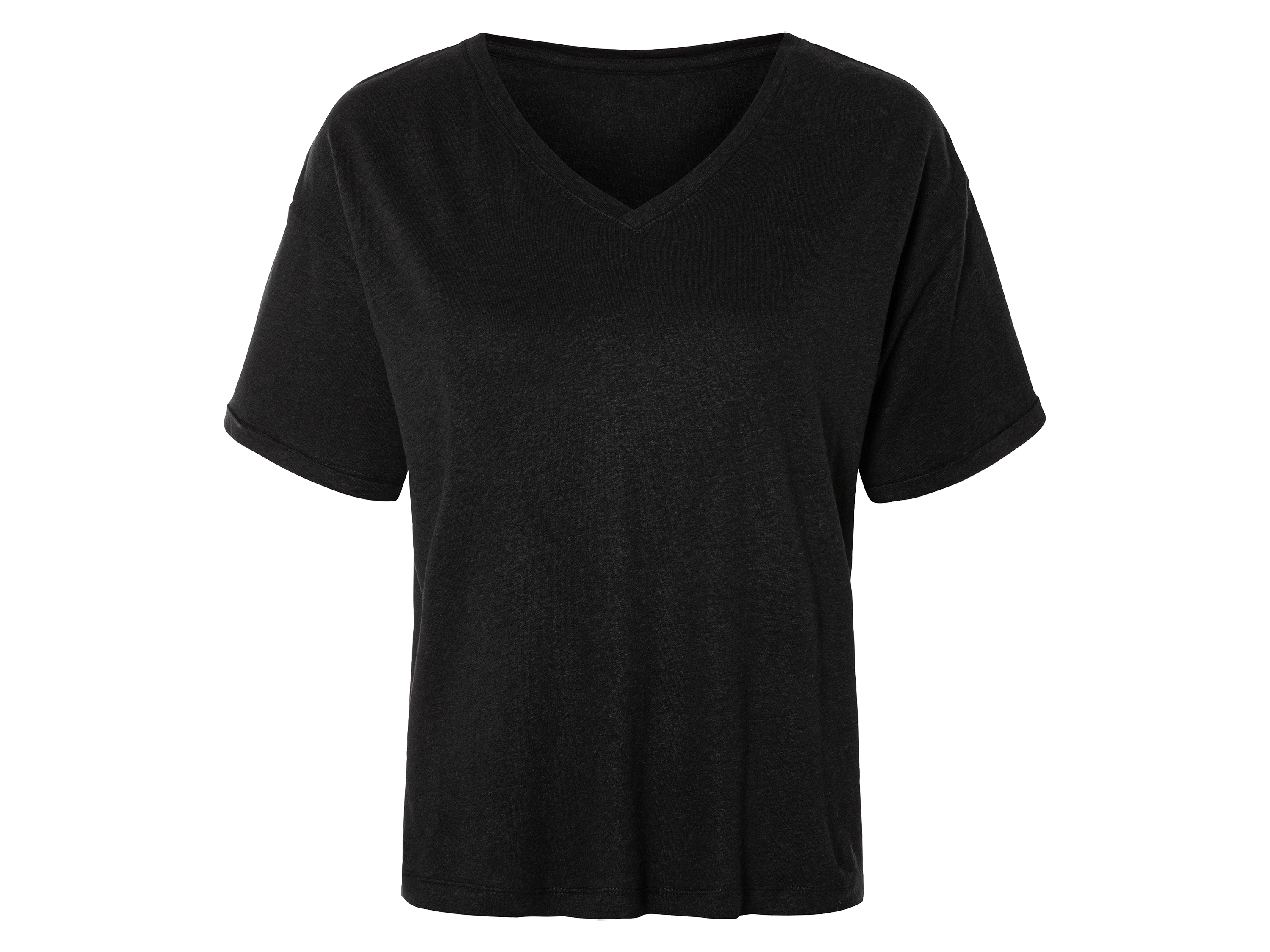 esmara T-shirt damski z lnem XS 32/34, Czarny