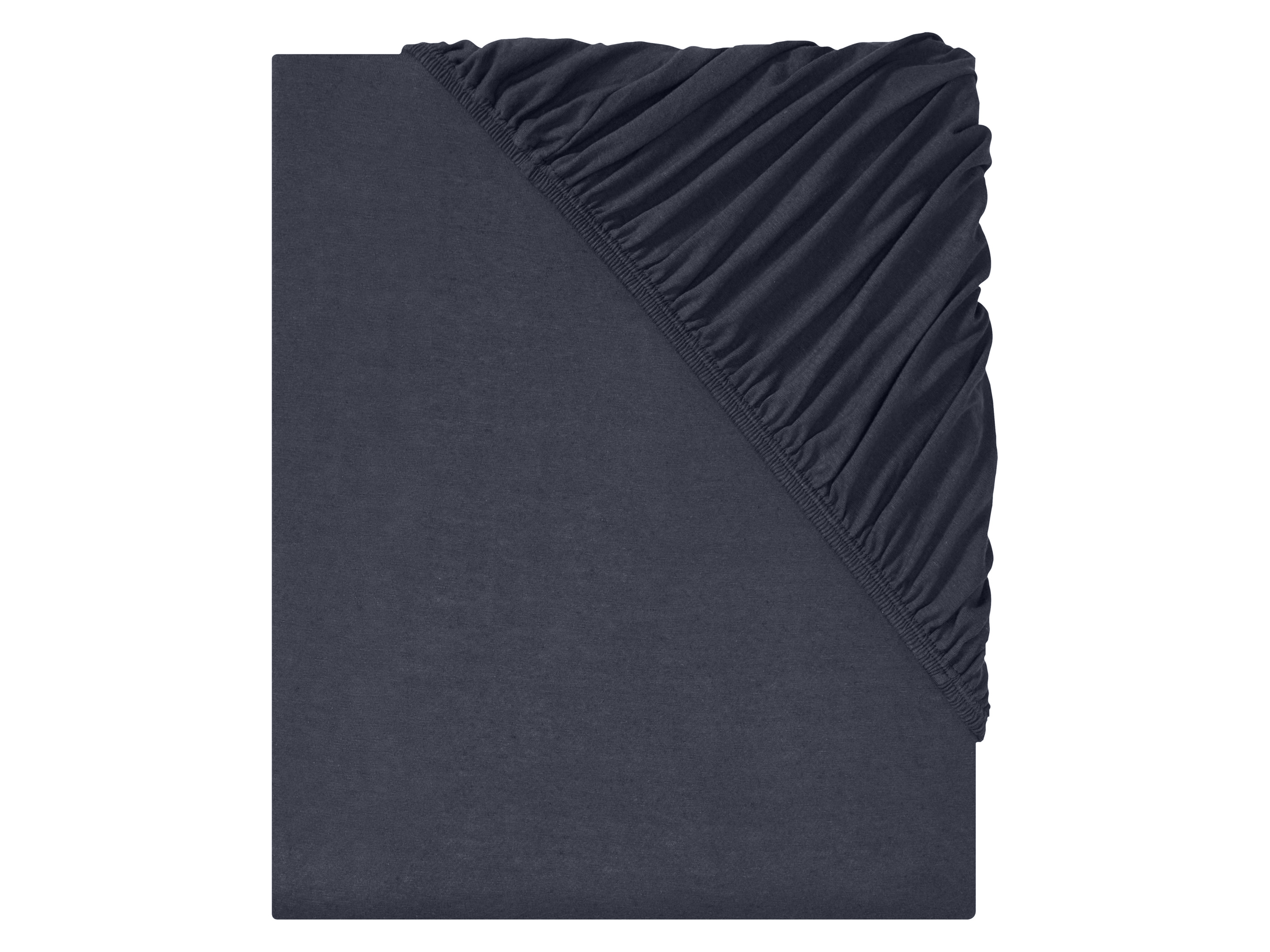 Livarno home Prześcieradło z lnem z gumką, 90-100 x 200 cm Ciemnoniebieski