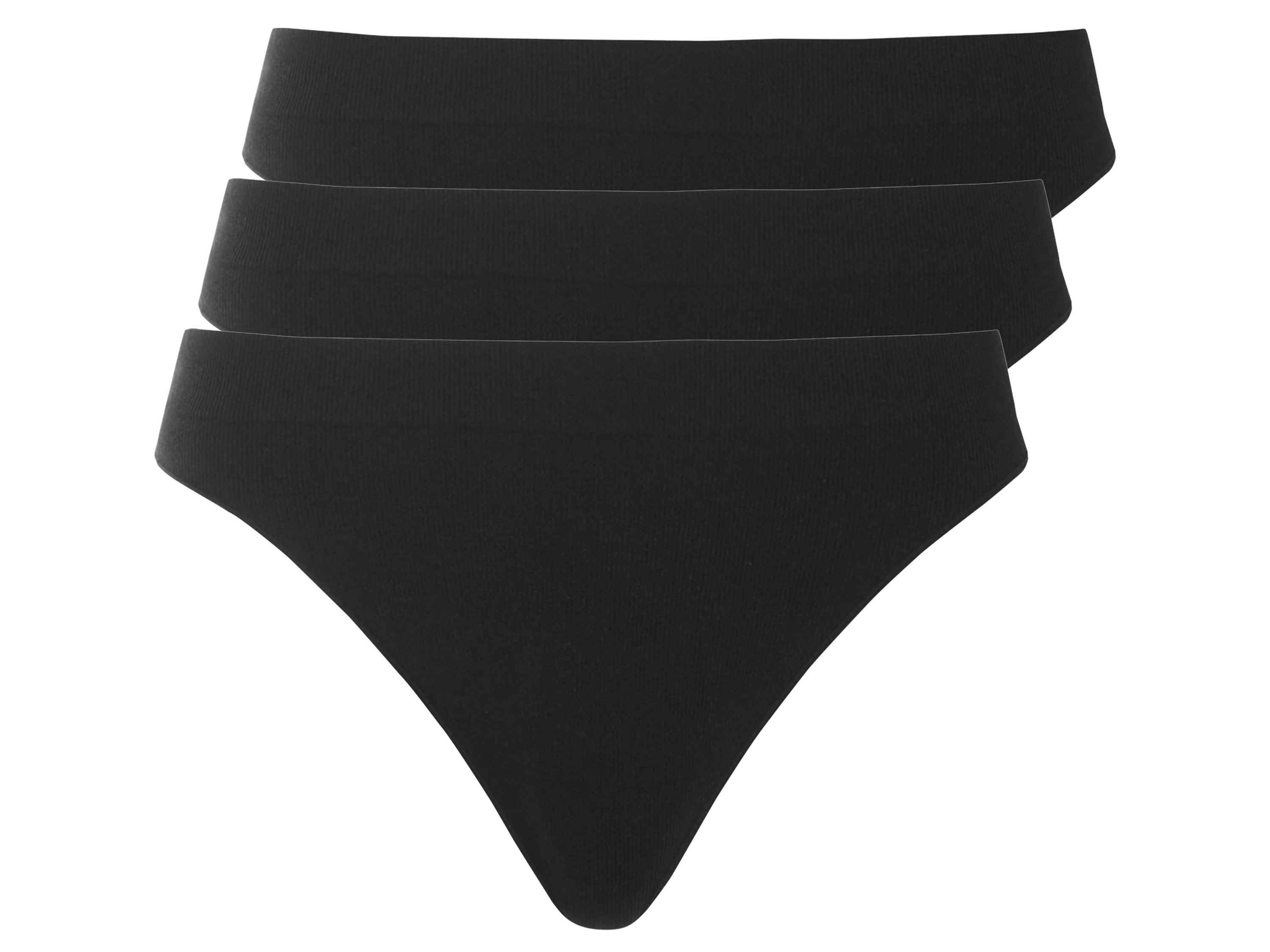 esmara Damskie stringi prążkowane, 3 sztuki, bezszwowe. XS 32/34, Czarny