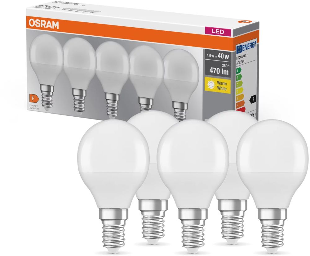 Darmowa Dostawa - Żarówki LED Multipack 5x4.9 W 2700 K e14 Osram LED Lamps 4058075152731