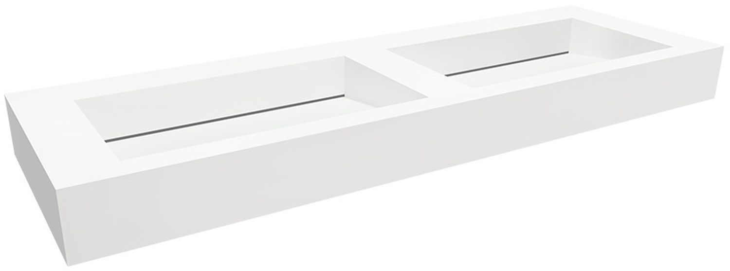 Darmowa Dostawa - Umywalka 140x45 cm prostokątna ścienna-podwójna biała Cristalstone Linea Ideal U14002xMOLCBO