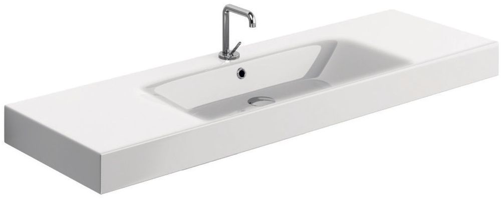Darmowa Dostawa - Umywalka 140x45 cm prostokątna ścienna-nablatowa-z blatem biała Kerasan Cento 353501