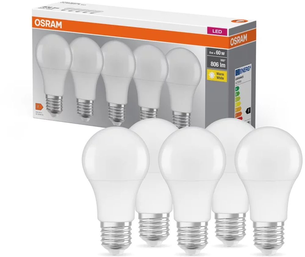 Darmowa Dostawa - Żarówki LED Multipack 5x8.5 W 2700 K e27 Osram LED Lamps 4058075090484