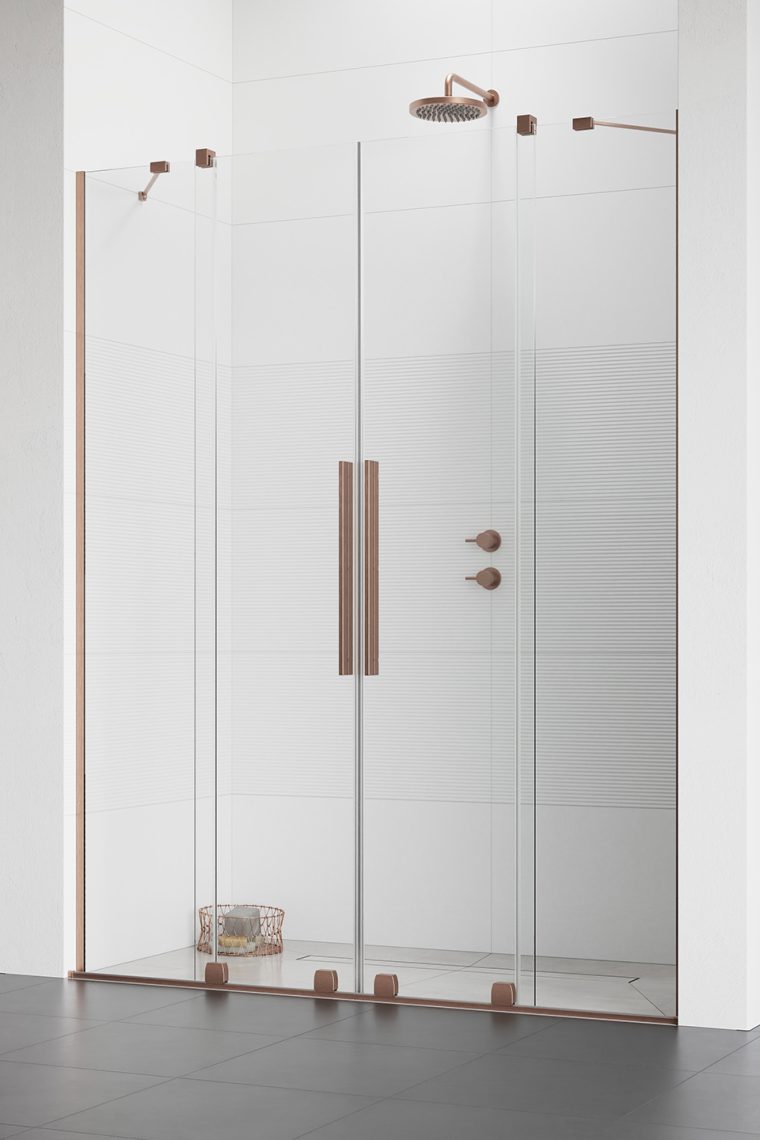 Darmowa Dostawa - Drzwi prysznicowe 36.3 cm rozsuwane miedź szczotkowany/szkło przezroczyste Radaway Furo Brushed Copper DWD 101083639301