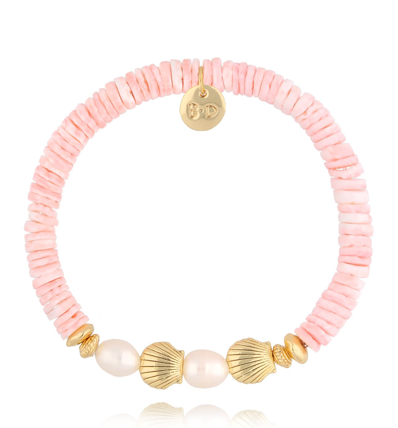 Bransoletka z różowymi muszlami i perłami Pearl and Shell BSH0133