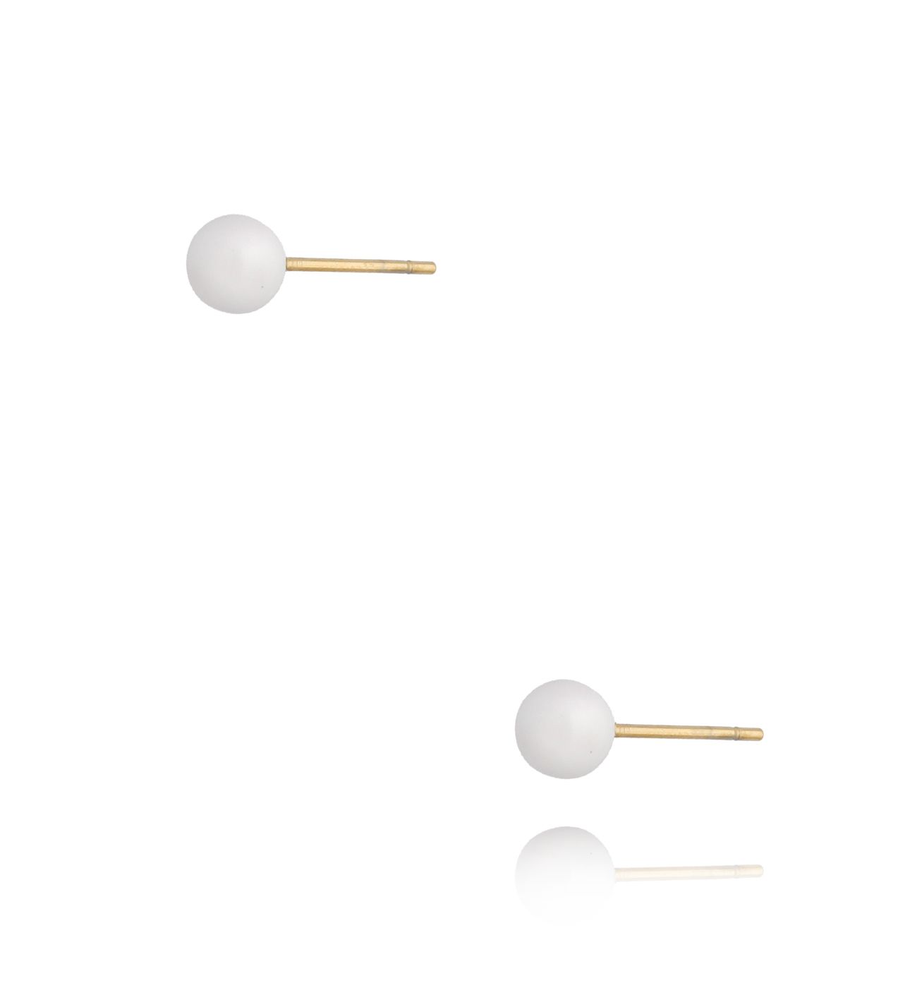 Kolczyki złote kulki z białą emalią 5 mm Enamel Balls - By Dziubeka