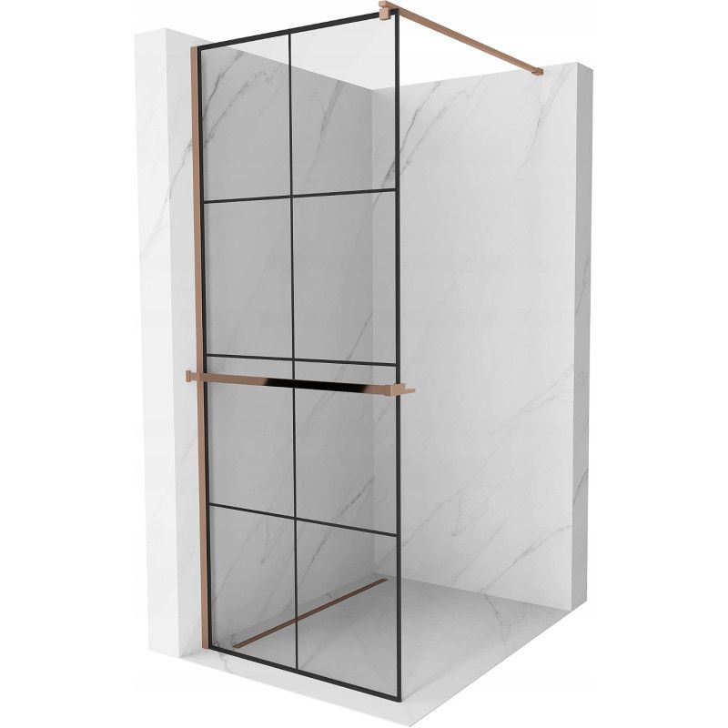 Ścianka prysznicowa Mexen Kioto+ czarny wzór/różowe złoto 90x200 cm 800-090-121-60-77 1 szt.
