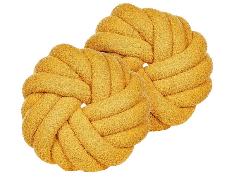 Zestaw 2 poduszek Jednolity Akola Boucle 31 x 31 cm Musztardowy 1 par.