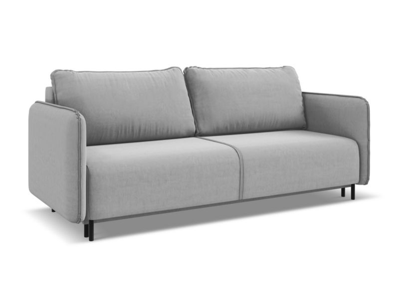 Kanapa 3-osobowa z funkcją spania Makamii Luana z tkaniny welwetowej 226x92 cm szary 1 szt.