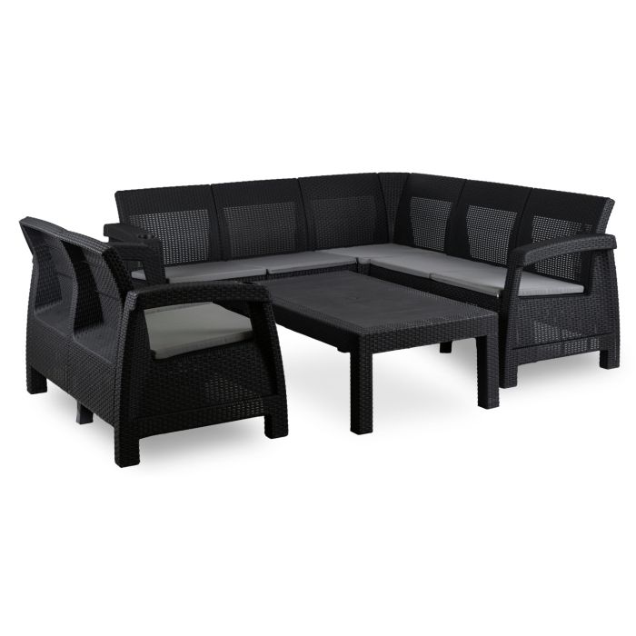 Zestaw Mebli Ogrodowych Indiana Mebel Elite Technorattan Czarny 1 kpl