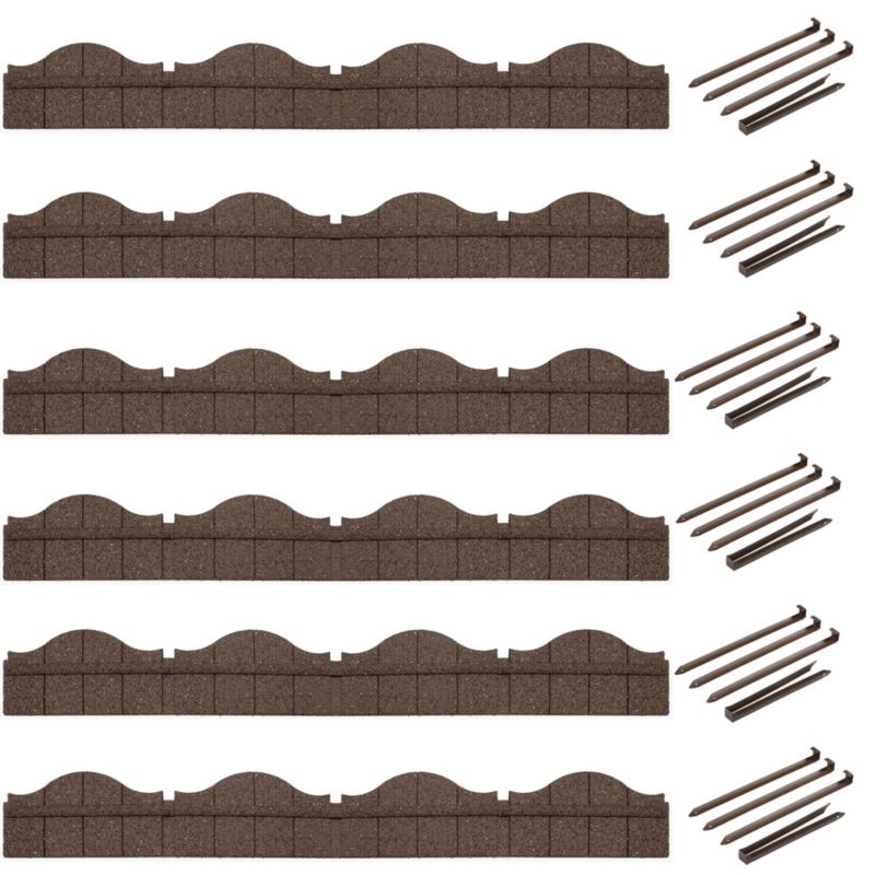 Obrzeże trawnikowe ogrodowe e-floor Carolina 118 x 2,5 x 15,25 cm brązowe z zestawem montażowym 6 kpl