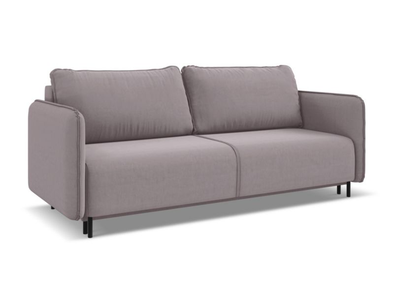 Kanapa 3-osobowa z funkcją spania Makamii Luana z tkaniny welwetowej 226x92 cm lawendowy 1 szt.