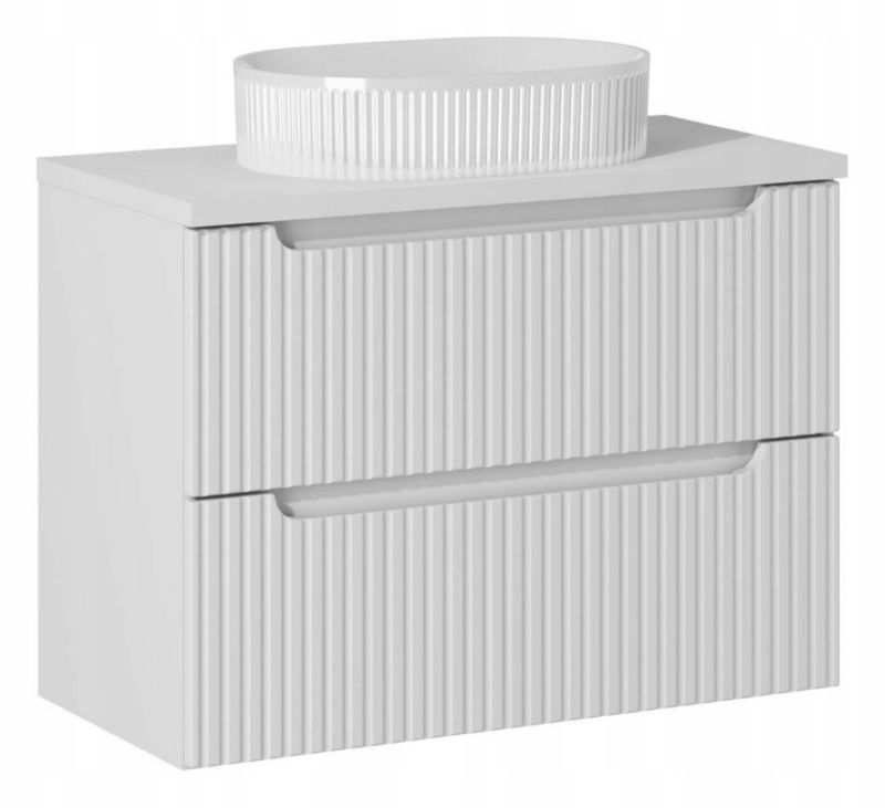 Szafka pod Umywalkę łazienkowa 80 cm Wisząca z Blatem Biały Nova White Biała z Umywalką Furnidea 1szt.