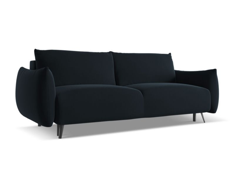 Kanapa 3-osobowa z funkcją spania Makamii Malie z tkaniny welwetowej 230x105 cm królewski niebieski 1 szt.