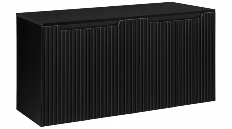 Szafka pod umywalkę łazienkowa Furnidea Nova Black czarna z blatem 120 cm ryflowana 1 szt.