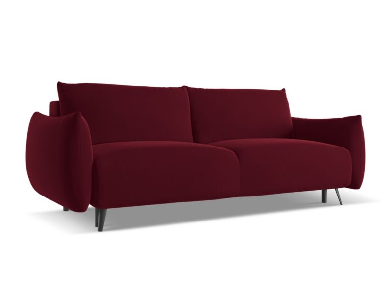 Kanapa 3-osobowa z funkcją spania Makamii Malie z tkaniny welwetowej 230x105 cm burgundowy 1 szt.