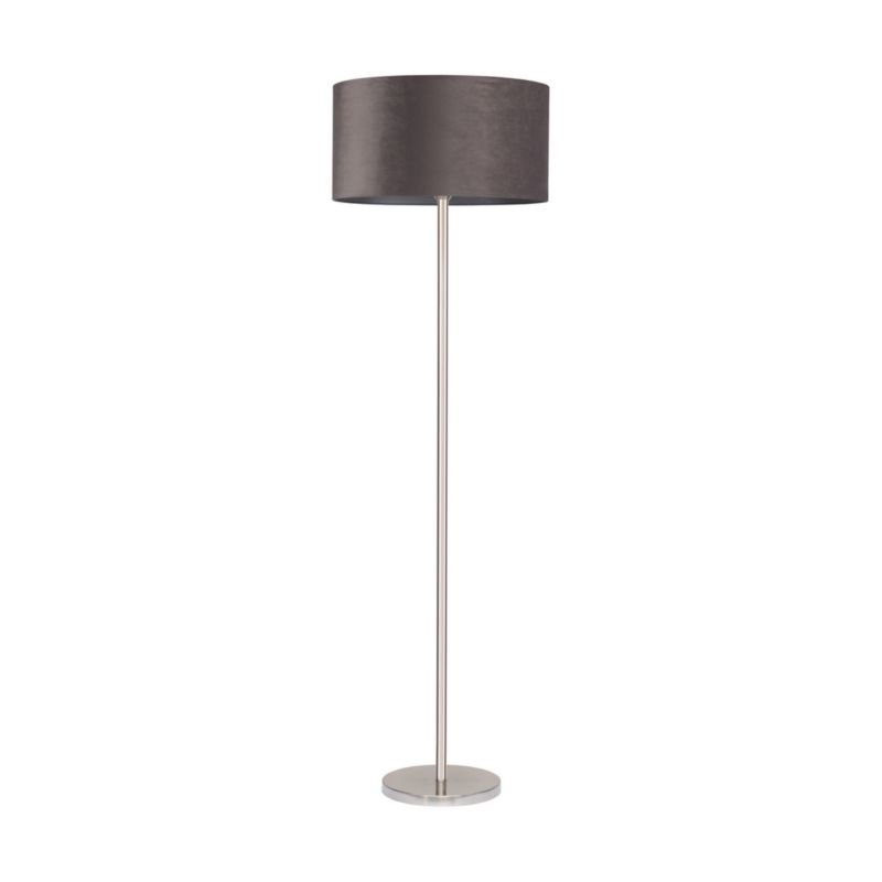 Lampa Podłogowa SPOT Light 1xE27 Max.60W Satyna w Połączeniu z Szarą Tkaniną, Polski Producent, 1 szt.