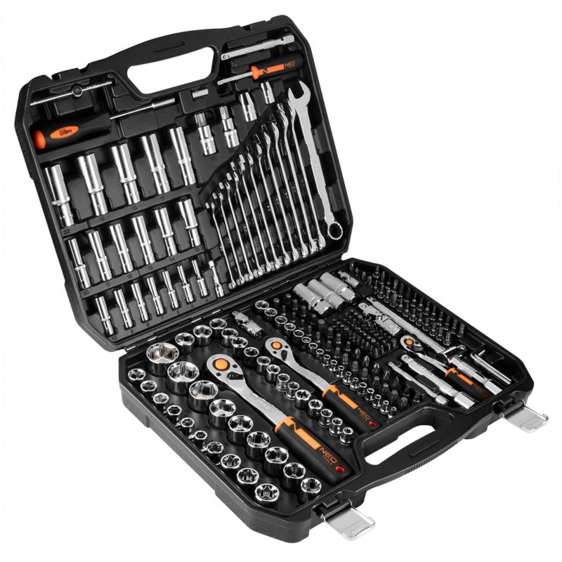 Klucze nasadowe NEO TOOLS 1/2", 3/8", 1/4", zestaw 219 szt., CrV 1 kpl