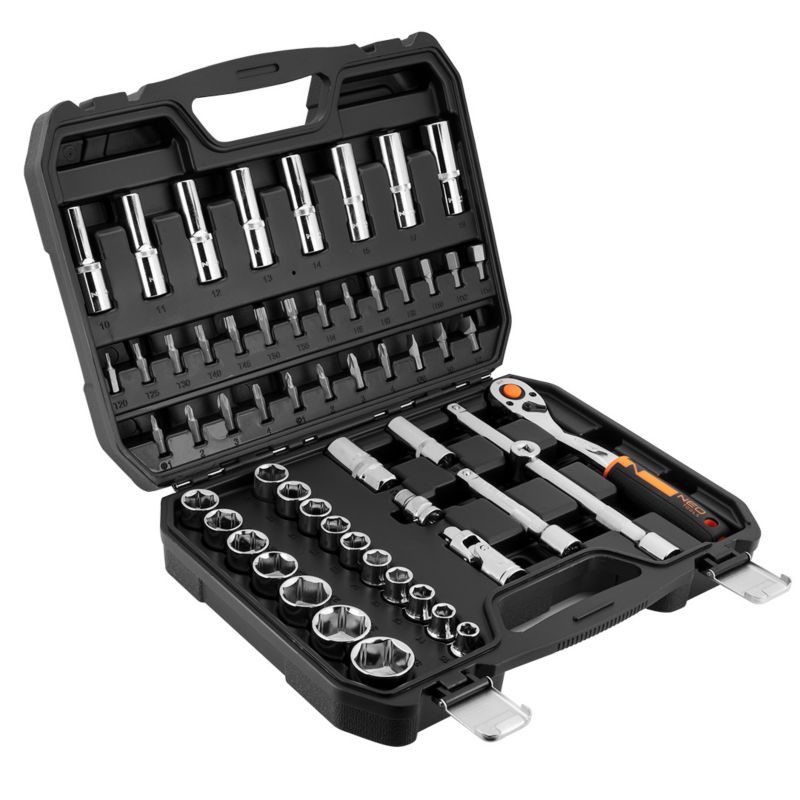Klucze nasadowe NEO TOOLS 1/2", zestaw 58 szt., CrV 1 kpl