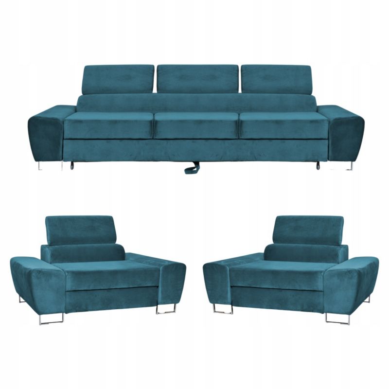 Zestaw mebli do salonu sofa i fotele Family Meble Bosso niebieskie 1szt