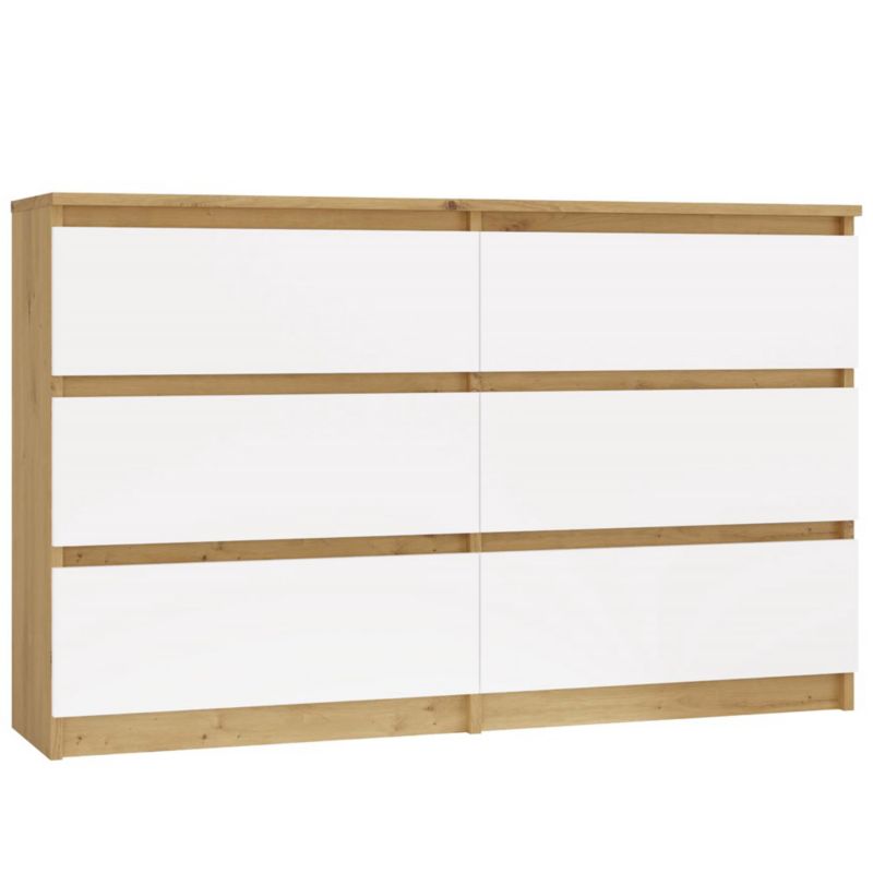 Komoda Malwa Topeshop M6 120 Dab Artisan Biały 30x120x75 cm 1szt