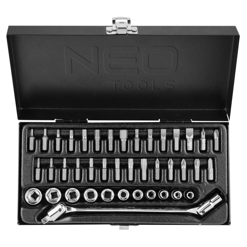 Klucze nasadowe NEO TOOLS 1/4", zestaw 41szt 1 kpl