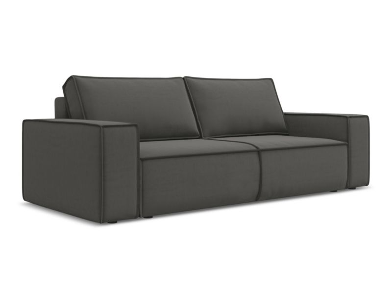 Kanapa 3-osobowa z funkcją spania Makamii Kimo z tkaniny welwetowej 255x105 cm stalowy 1 szt.
