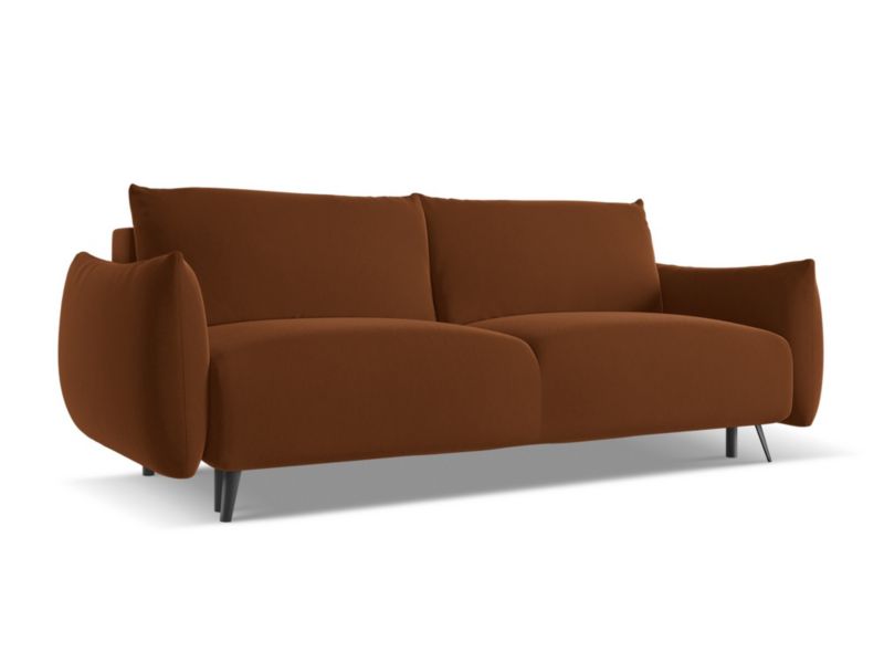 Kanapa 3-osobowa z funkcją spania Makamii Malie z tkaniny welwetowej 230x105 cm terakota 1 szt.