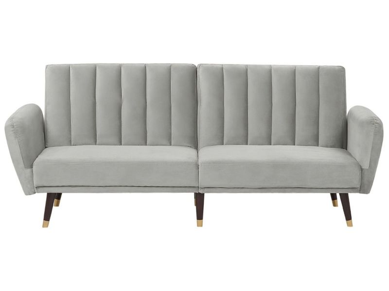 Sofa rozkładana Vimmerby Jasnoszary Welur 1 szt.