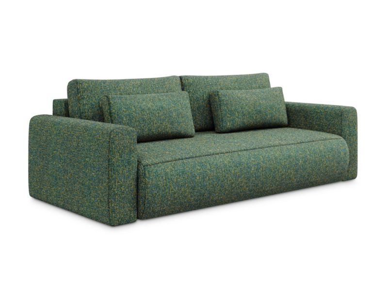 Kanapa 3-osobowa z funkcją spania Makamii Kapua z tkaniny strukturalnej 238x105 cm zielony 1 szt.
