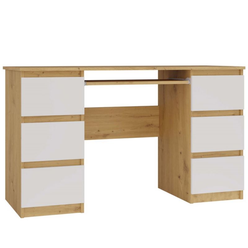 Biurko Topeshop Kuba Dąb Artisan Biel 130x76x59 cm 1 szt