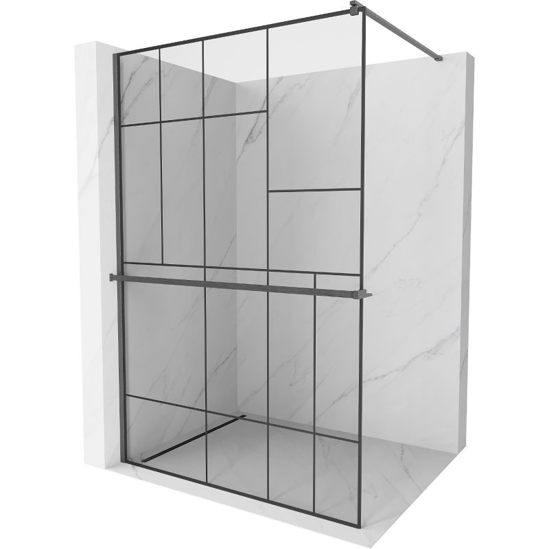 Ścianka prysznicowa z półką Mexen Kioto+ czarny wzór 100 x 200 cm 800-100-121-66-78 1 szt.