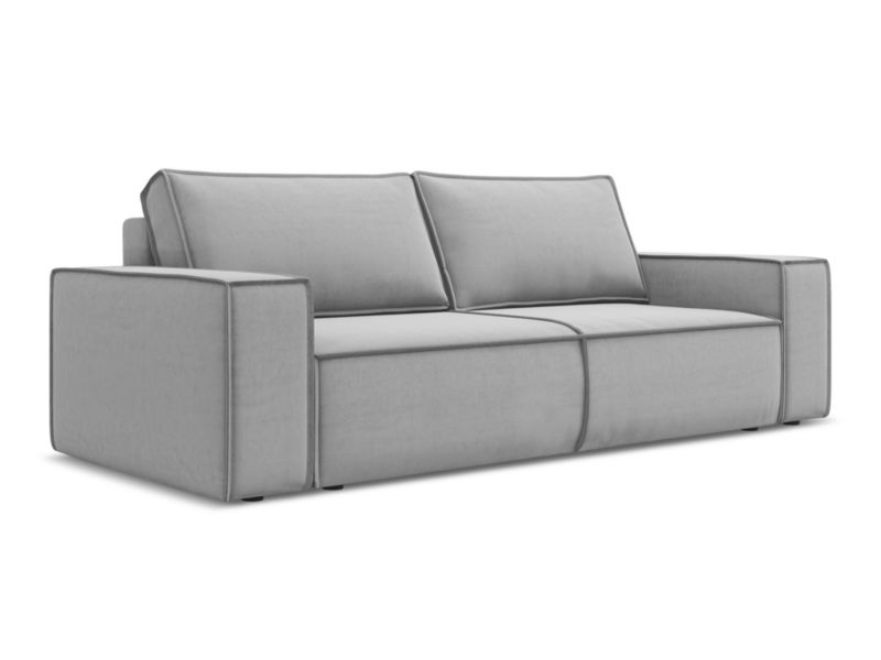 Kanapa 3-osobowa z funkcją spania Makamii Kimo z tkaniny welwetowej 255x105 cm szary 1 szt.