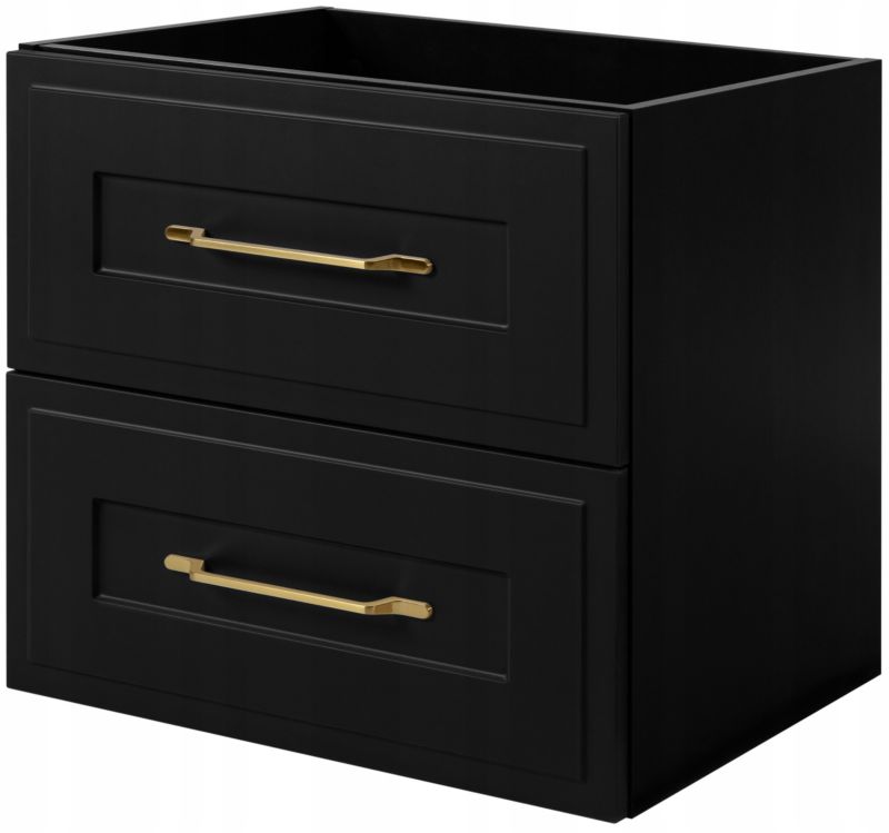 Szafka pod umywalkę Furnidea 60 cm czarna z szufladami ryflowana GLAMOUR 1 szt.