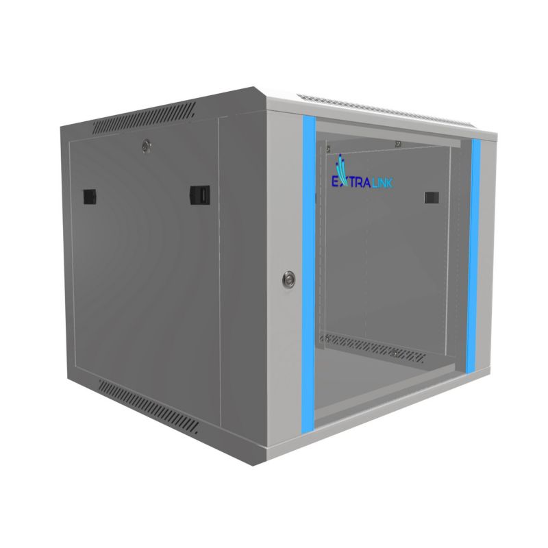 Szafa rack Extralink 9U 600x600 Szara montowana na ścianie