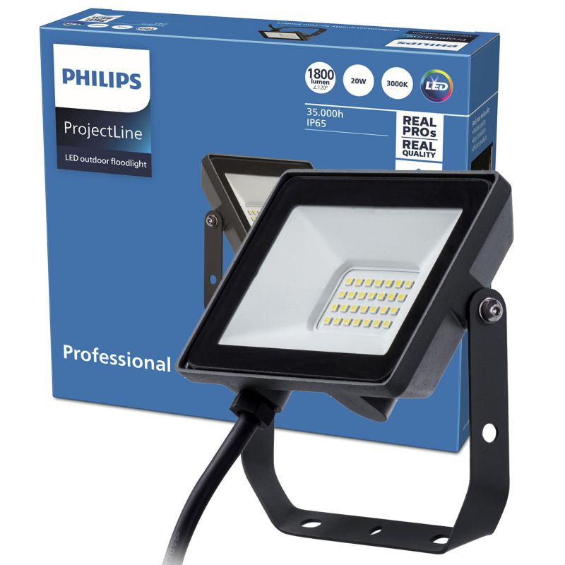 Naświetlacz LED Philips Lampa Reflektor 20W 1800lm 3000K IP65 Czarny 1 szt.