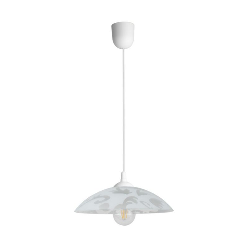 Lampa Wisząca SPOT Light 1xE27 Max.60W Subtelna Biel w Połączeniu z Białym Szkłem, Polski Producent, 1 szt.