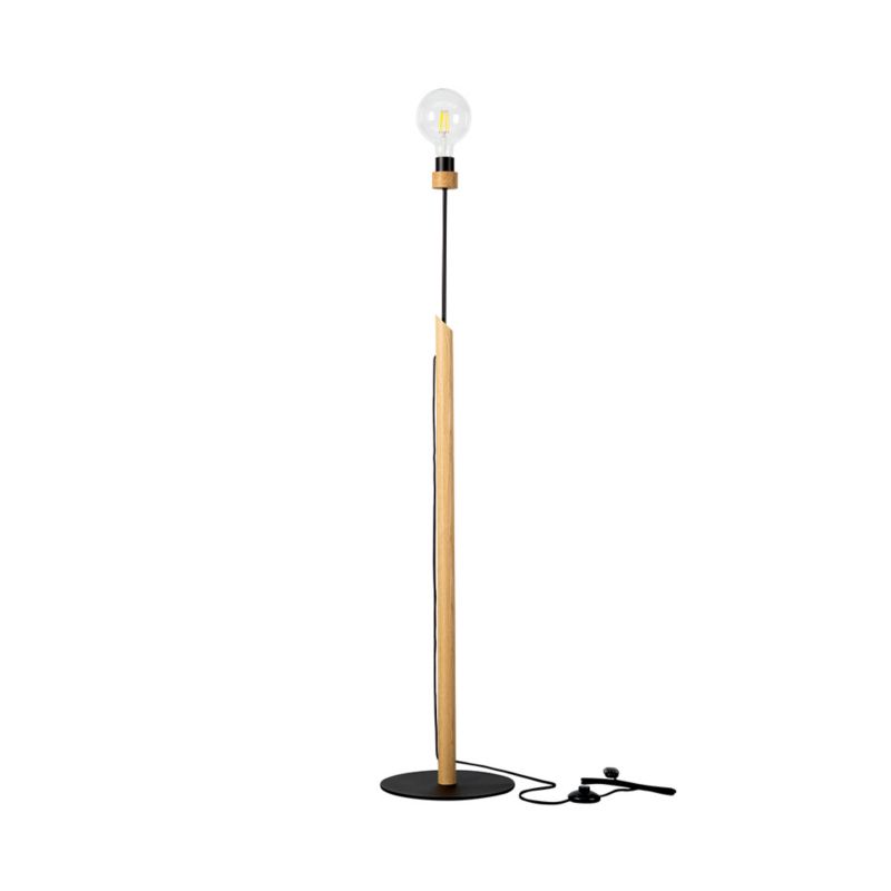 Drewniana Lampa Podłogowa SPOT Light 1xE27 Max.60W Dąb Olejowany FSC z Akcentami Czerni, Polski Producent, 1 szt.