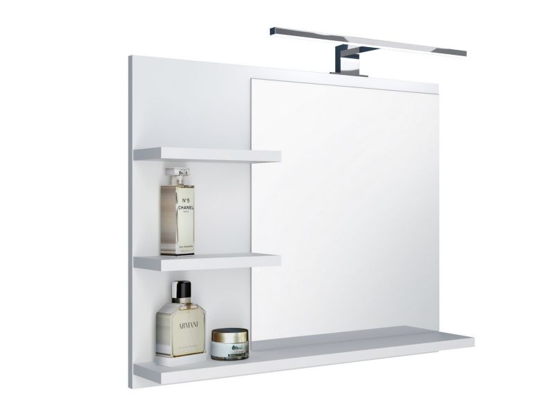 Lustro łazienkowe z półkami i oświetleniem LED Better Home, 60 x 50 x 12 cm, białe, 1 szt.