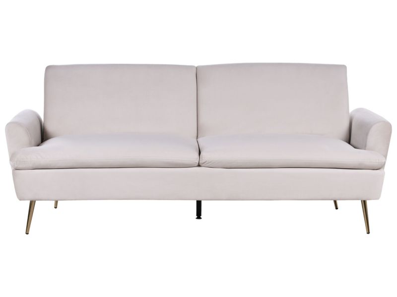 Sofa rozkładana Vettre Jasnobeżowy Welur 1 szt.