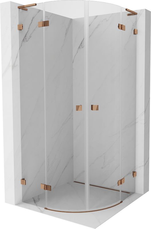 Kabina prysznicowa Mexen Lunar L półokrągła uchylna 100 x 100 cm transparent różowe złoto 1 szt.