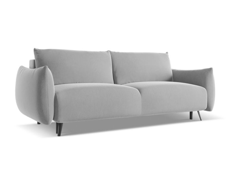 Kanapa 3-osobowa z funkcją spania Makamii Malie z tkaniny welwetowej 230x105 cm szary 1 szt.