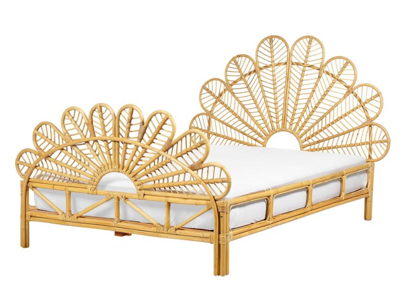 Łóżko Florentine 140 x 200 cm Rattan Jasne drewno 1 szt.