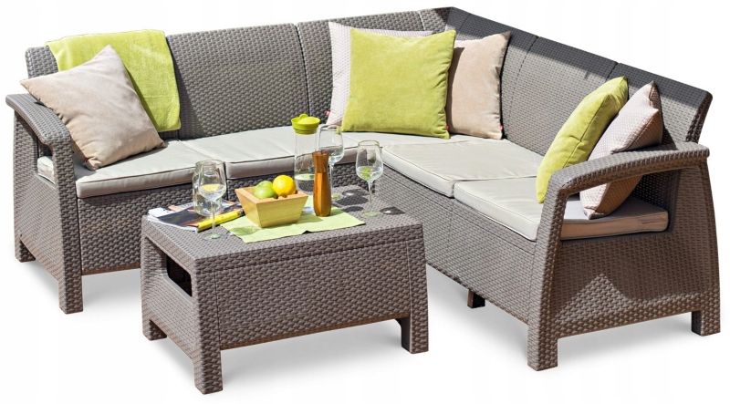 Narożnik Ogrodowy Keter 188x188 cm Corfu Relax Set Cappucino 1 szt