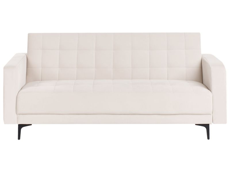 Sofa rozkładana welurowa jasnobeżowa Aberdeen 1 szt.