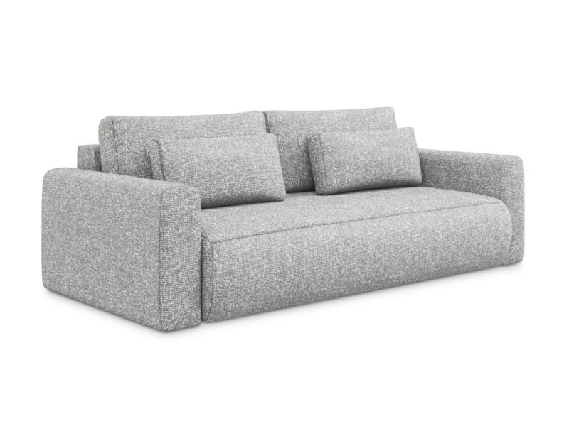 Kanapa 3-osobowa z funkcją spania Makamii Kapua z tkaniny strukturalnej 238x105 cm srebrny 1 szt.