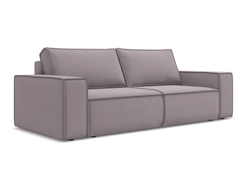 Kanapa 3-osobowa z funkcją spania Makamii Kimo z tkaniny welwetowej 255x105 cm lawendowy 1 szt.