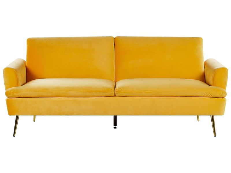 Sofa rozkładana Vettre Żółty Welur 1 szt.