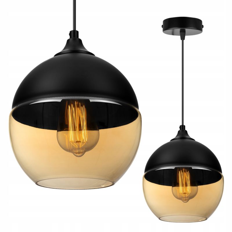 Lampa sufitowa wisząca Light Home LH Oslo 1x E27 60W klosz okrągły czarny/złoty 1szt.